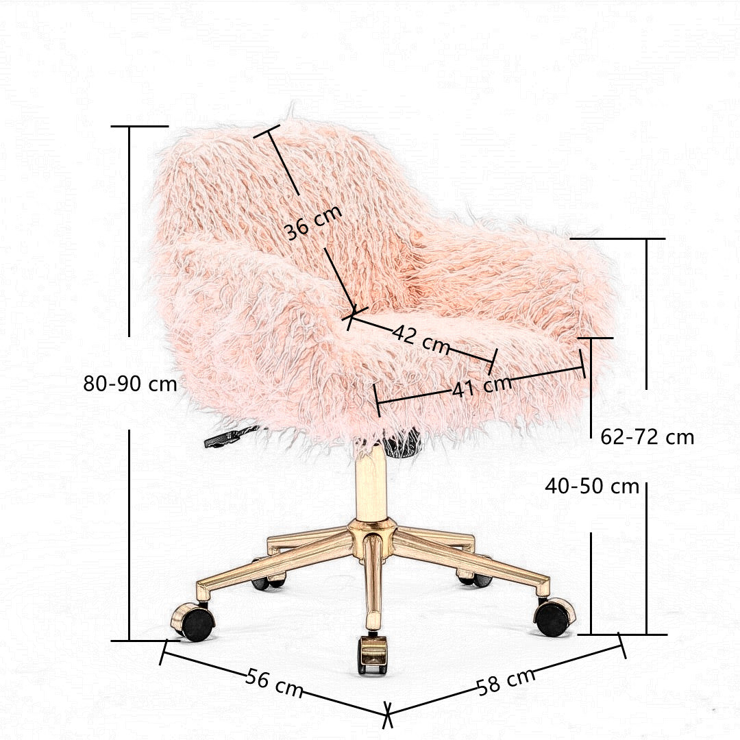 Fluffy Office Chair Faux Fur Modern Swivel Desk Chair - Pink