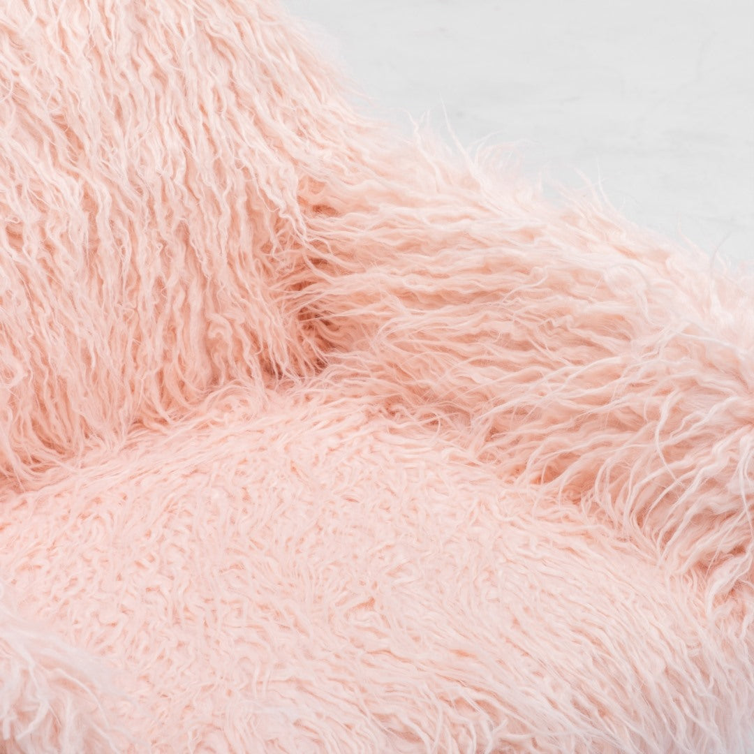 Fluffy Office Chair Faux Fur Modern Swivel Desk Chair - Pink