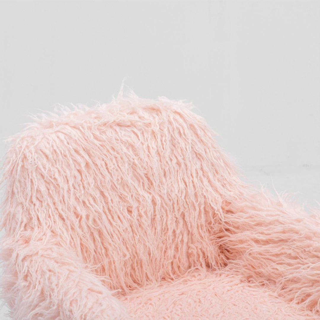 Fluffy Office Chair Faux Fur Modern Swivel Desk Chair - Pink