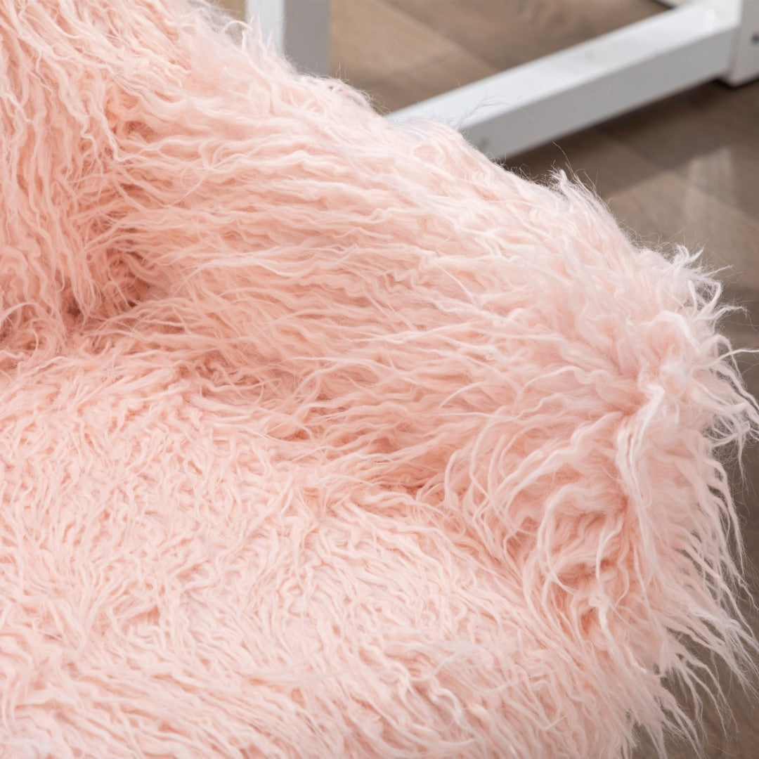 Fluffy Office Chair Faux Fur Modern Swivel Desk Chair - Pink