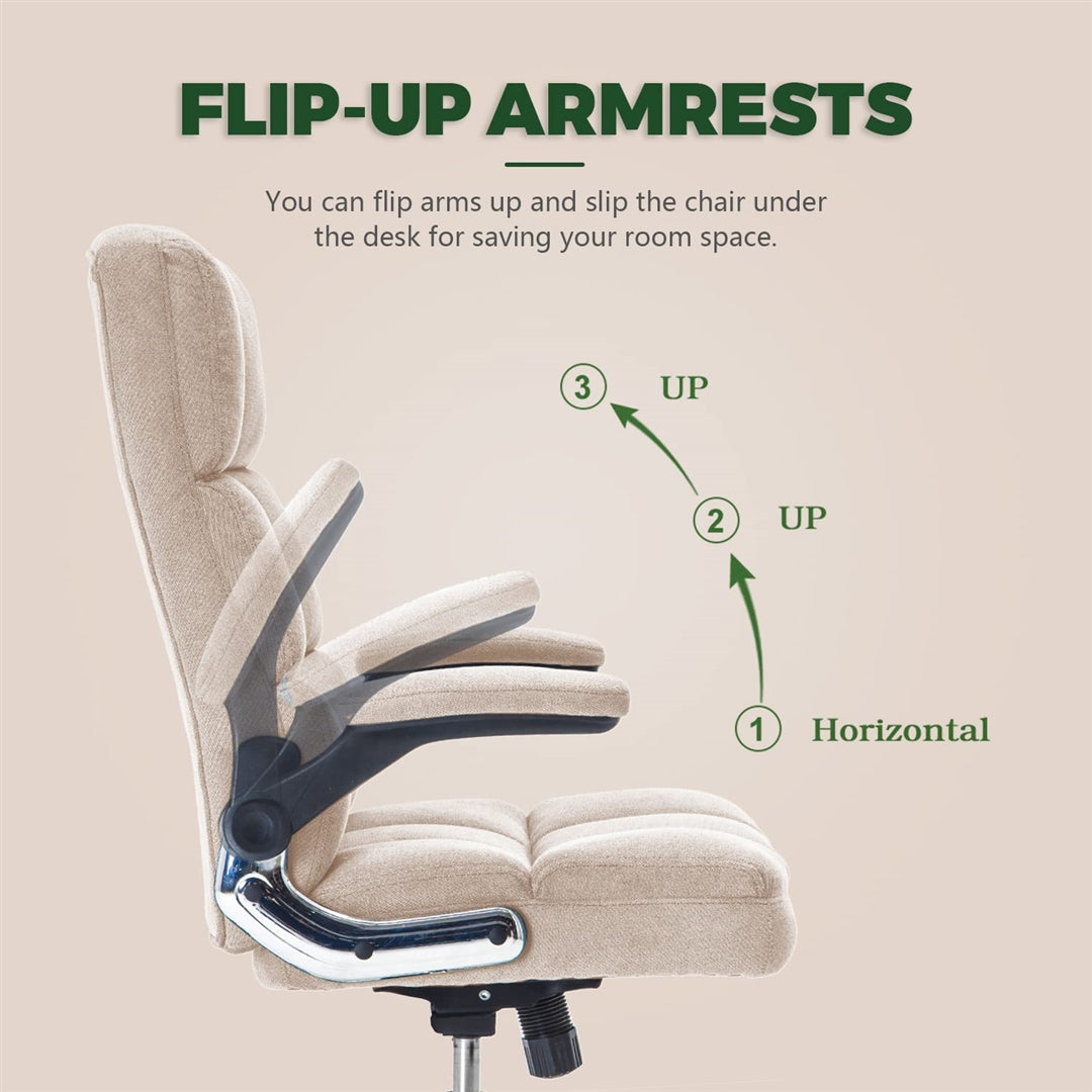 Marjorie Velvet Ergonomic Swivel Adjustable Office Chair - Beige
