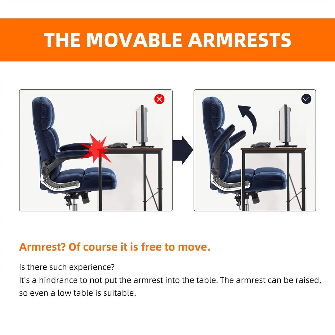 Marjorie Velvet Ergonomic Swivel Adjustable Office Chair - Blue