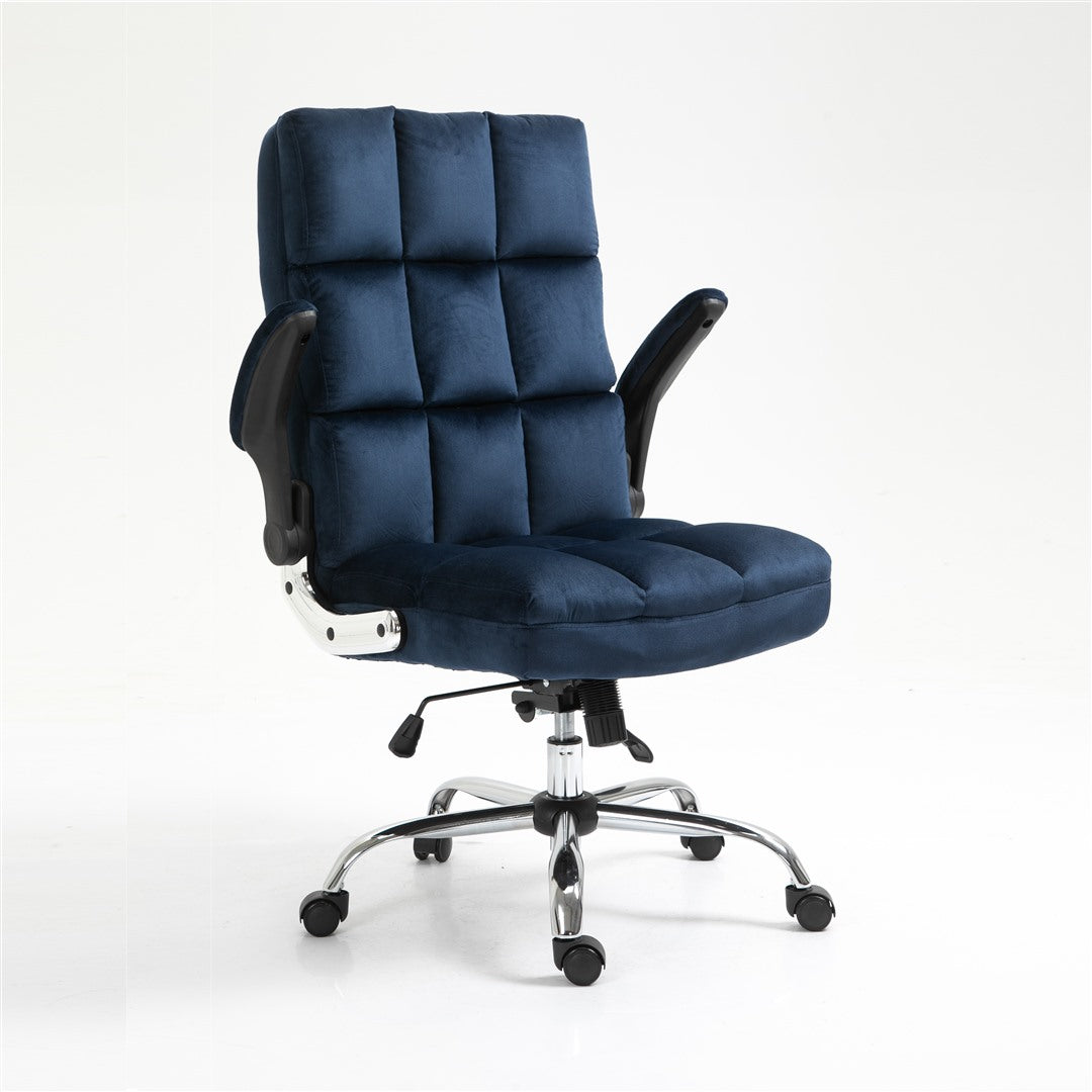 Marjorie Velvet Ergonomic Swivel Adjustable Office Chair - Blue