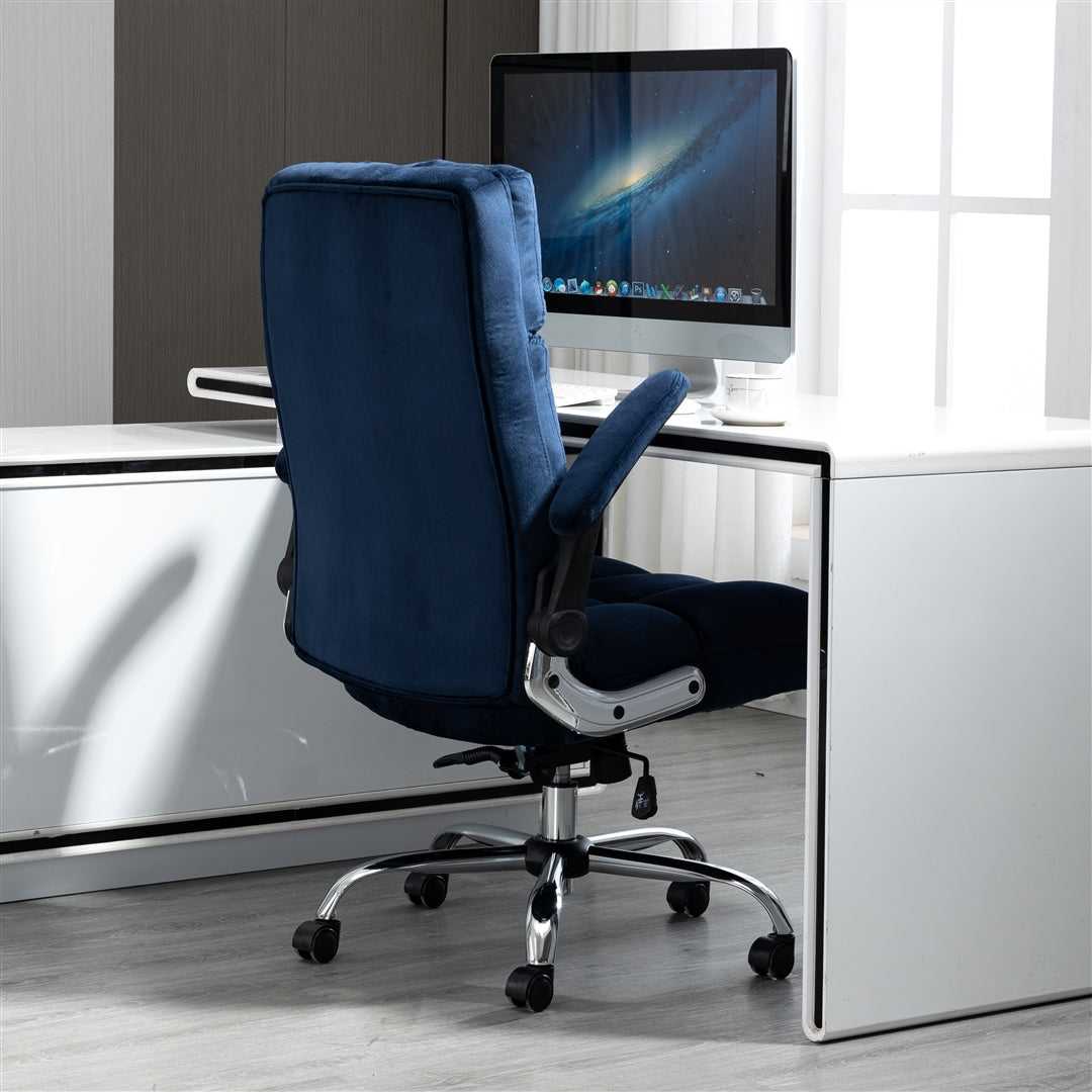 Marjorie Velvet Ergonomic Swivel Adjustable Office Chair - Blue