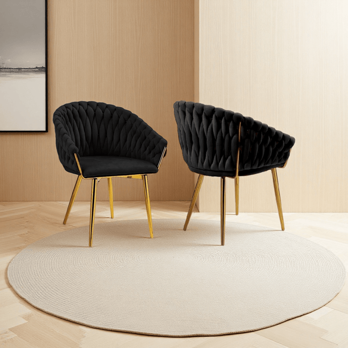 Black Velvet Dining Chairs with Gold Legs