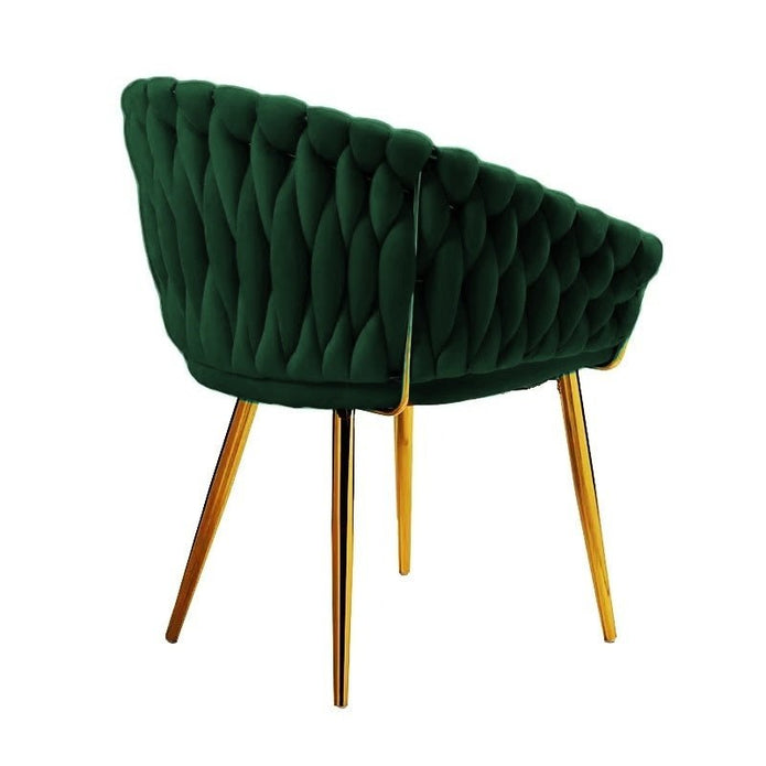 2 Emerald Green Serenita Velvet Dining Chairs with Gold Legs