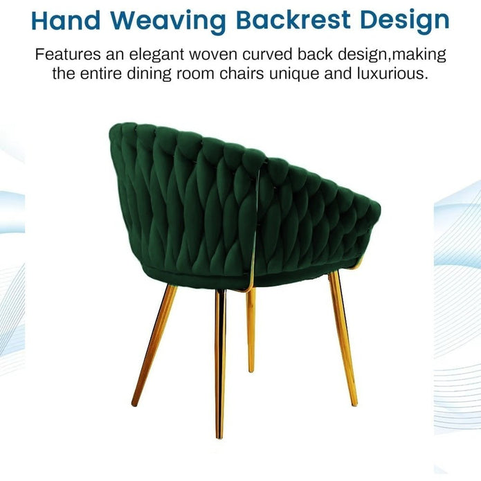 2 Emerald Green Serenita Velvet Dining Chairs with Gold Legs
