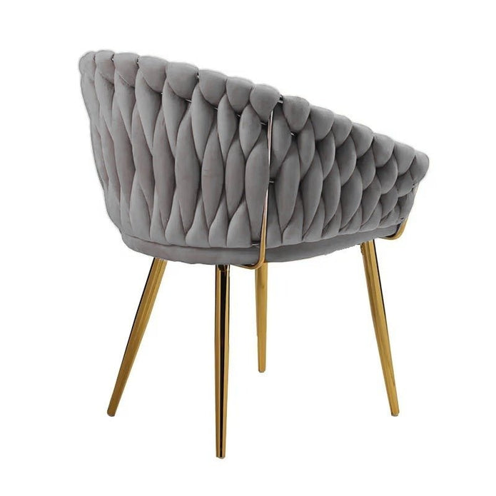 2 Grey Serenita Velvet Dining Chairs with Gold Legs