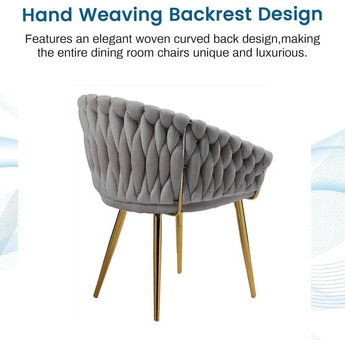 2 Grey Serenita Velvet Dining Chairs with Gold Legs