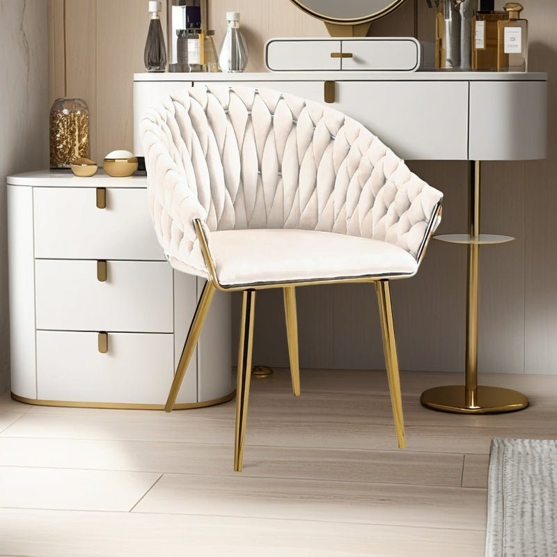 Ivory Velvet Dining Chairs with Gold Legs