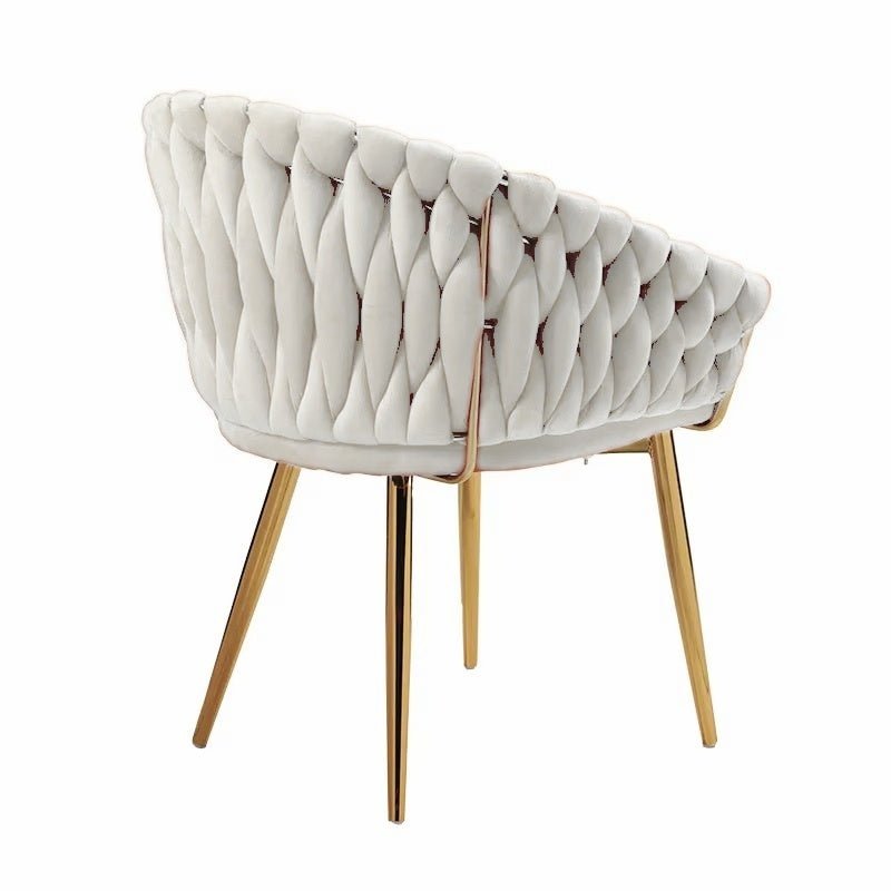Ivory Velvet Dining Chairs with Gold Legs