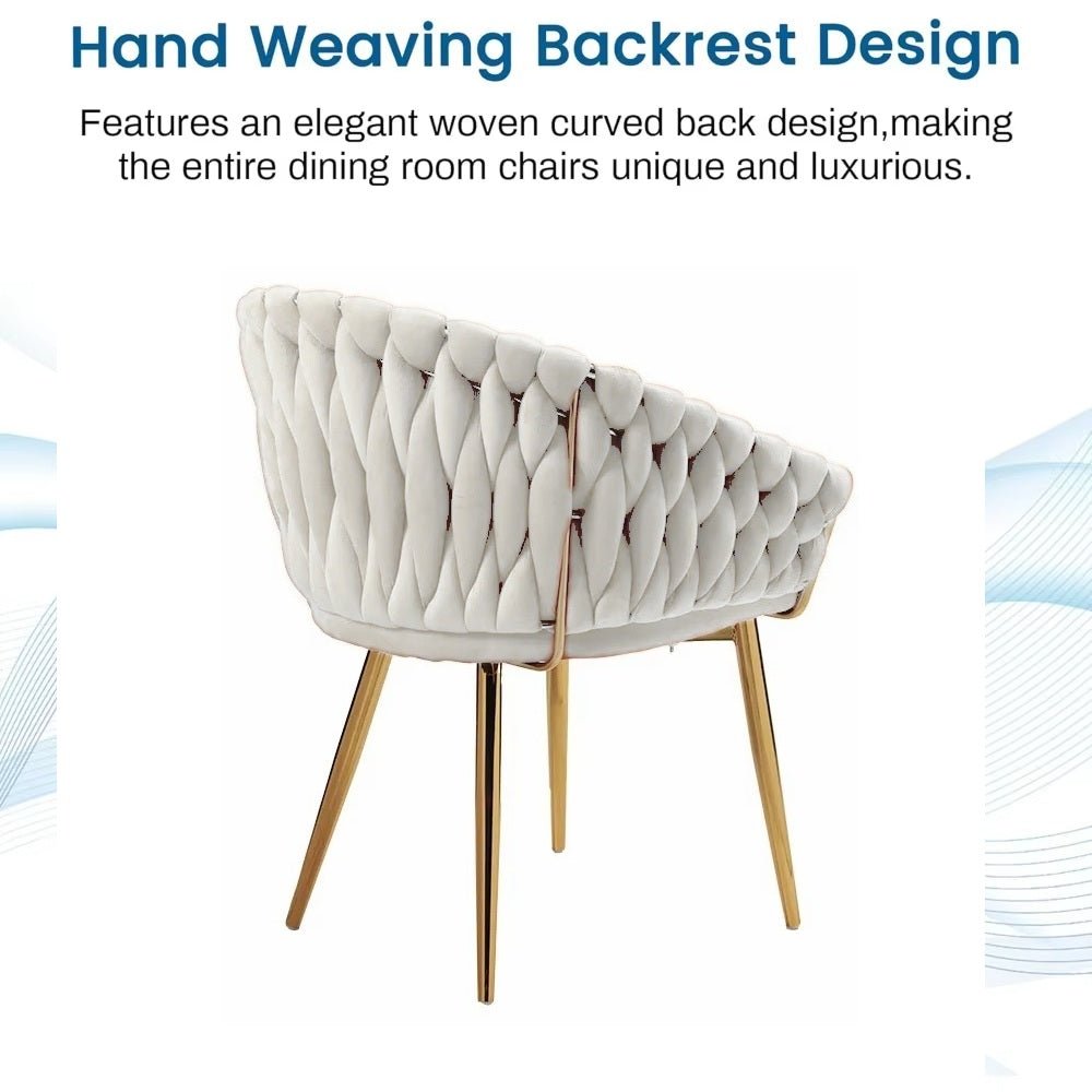 2 Ivory Serenita Velvet Dining Chairs with Gold Legs