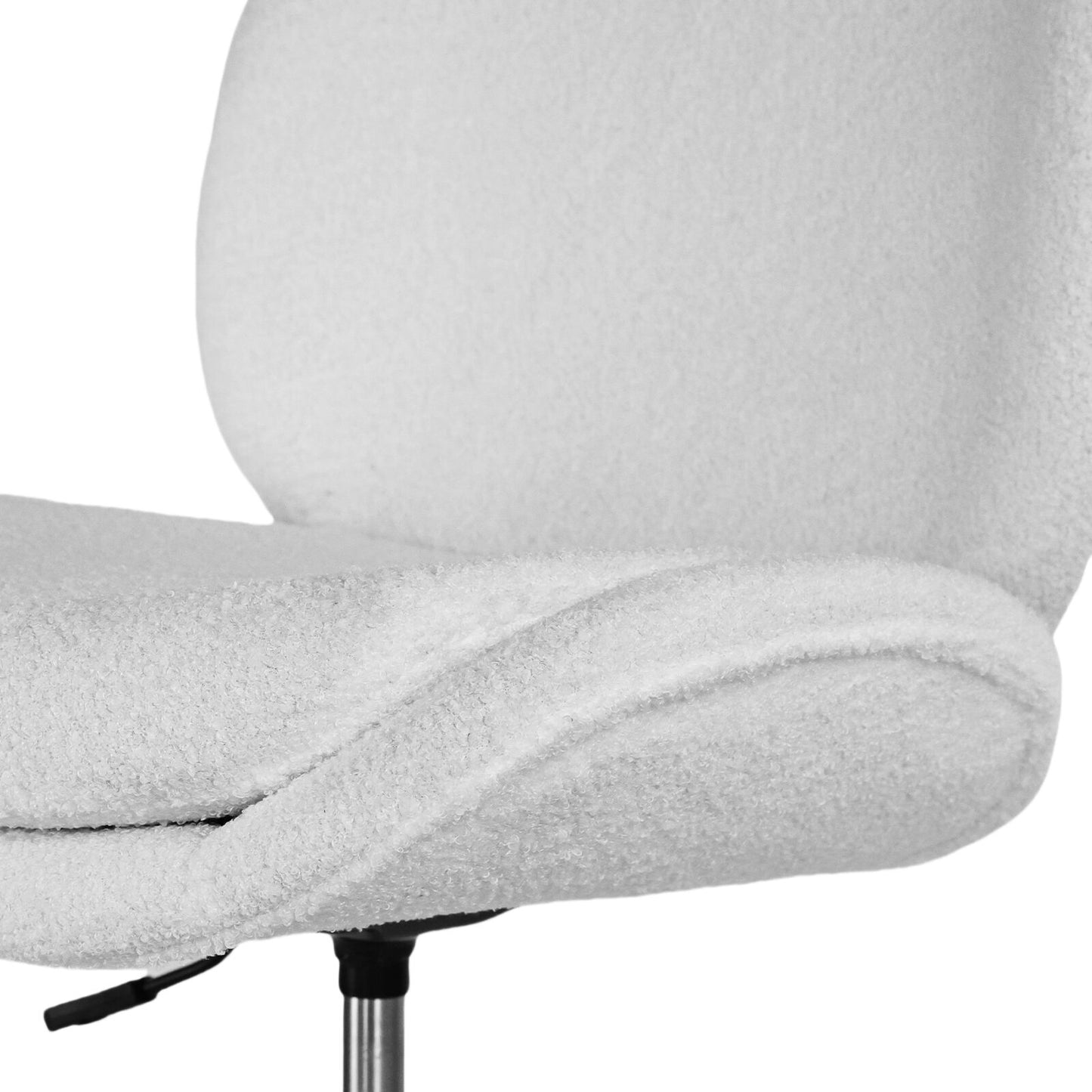 Teddy White Boucle Armless Swivel Study Office Desk Chair Seat