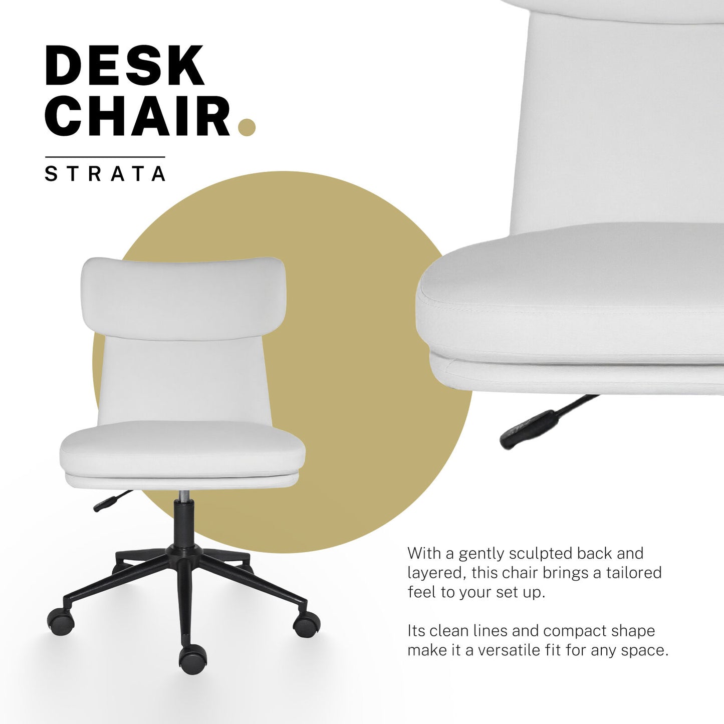 La Bella Office Desk Chair | PU Leather Home Office Swivel Chair Computer Seat WHITE