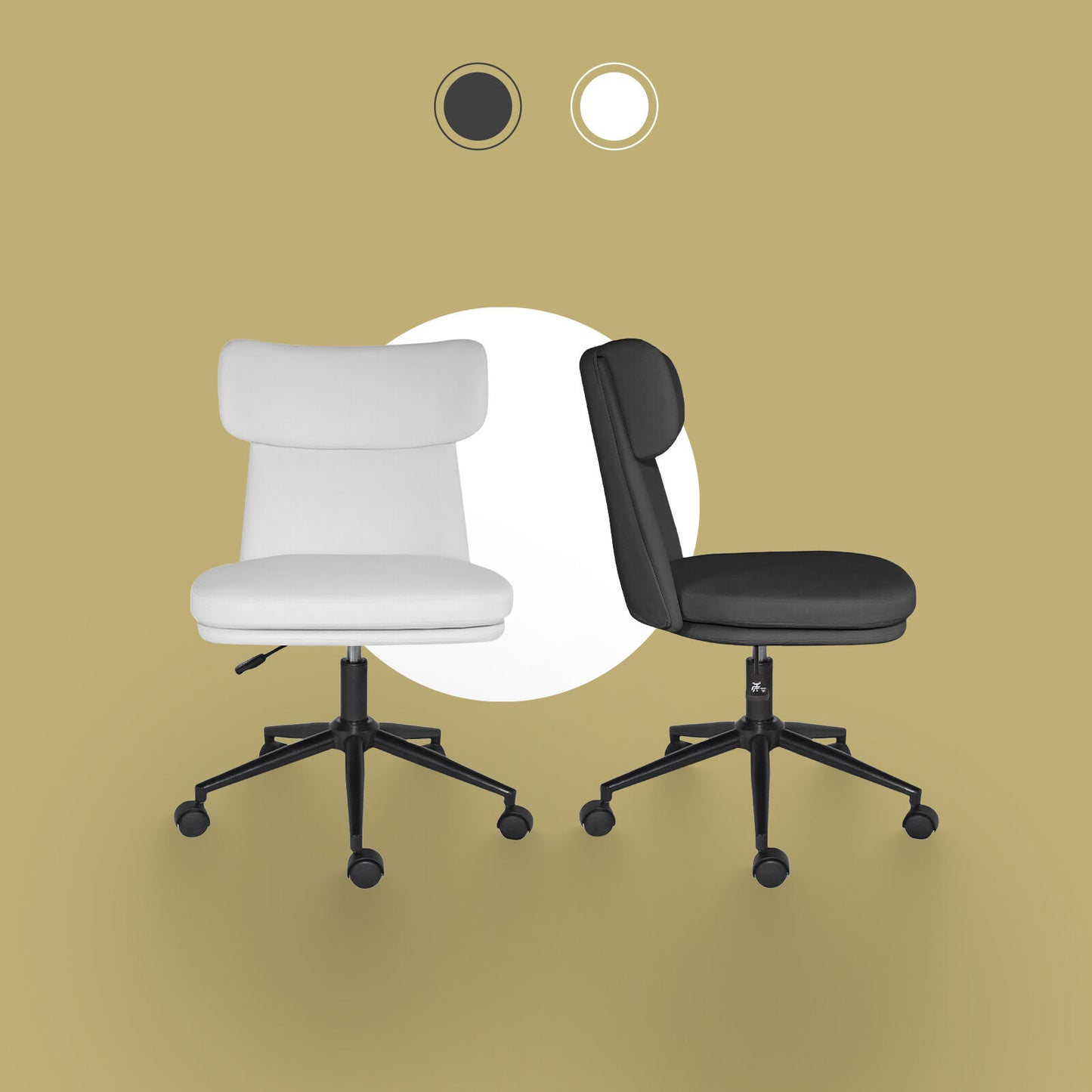 La Bella Office Desk Chair | PU Leather Home Office Swivel Chair Computer Seat WHITE