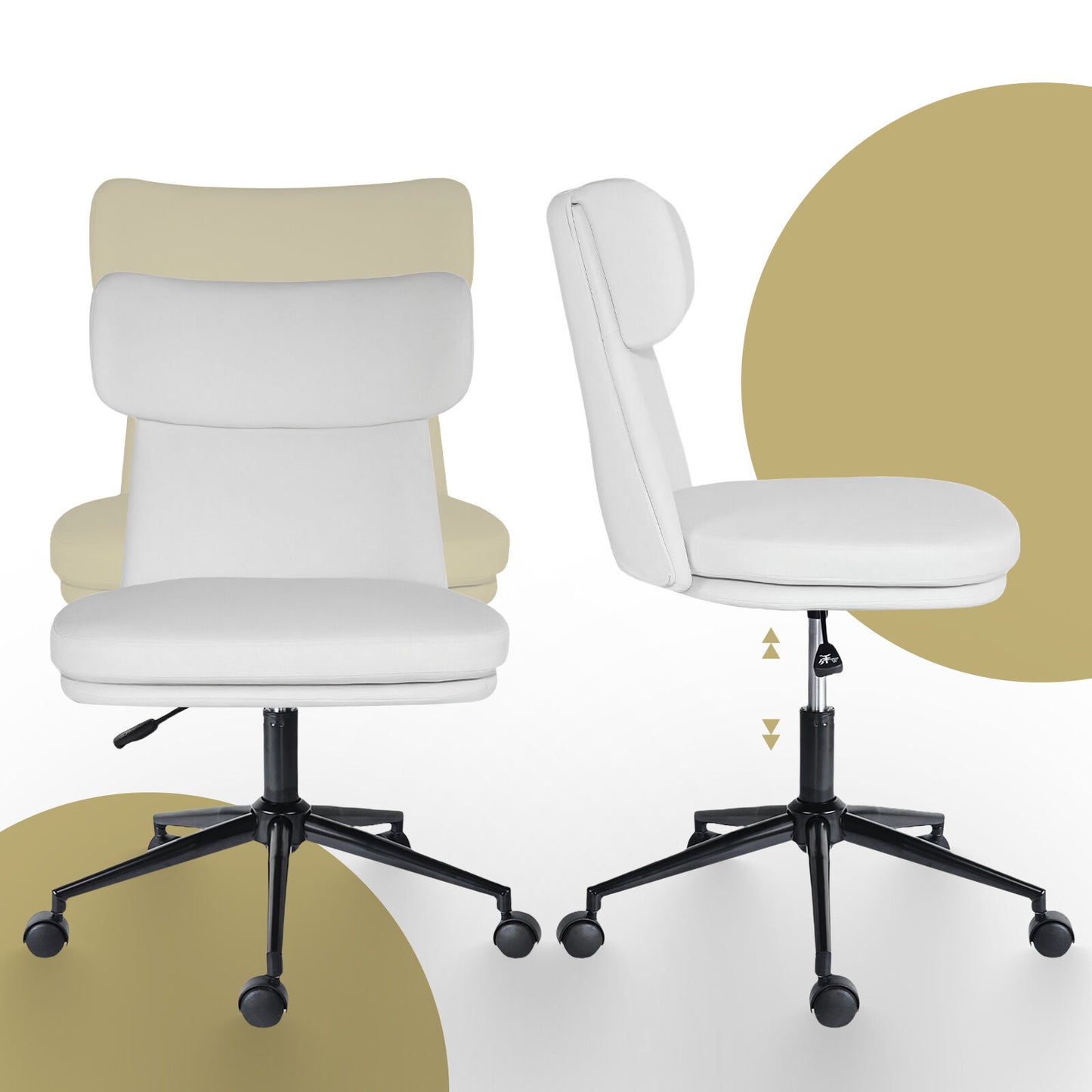 La Bella Office Desk Chair | PU Leather Home Office Swivel Chair Computer Seat WHITE