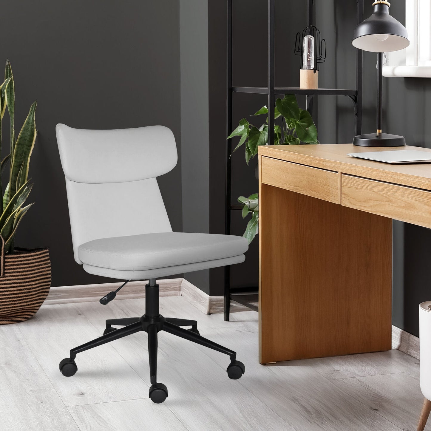 La Bella Office Desk Chair | PU Leather Home Office Swivel Chair Computer Seat WHITE