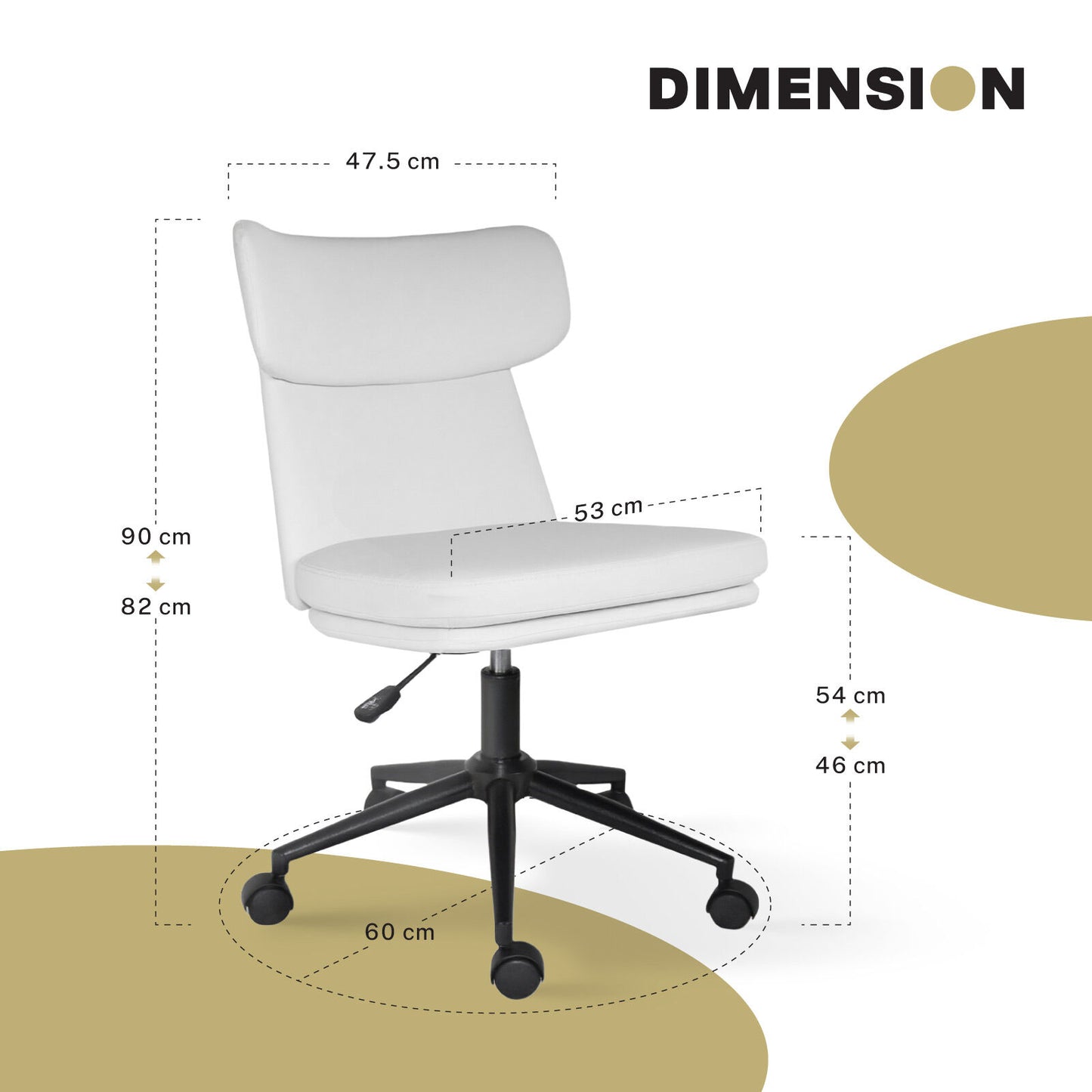 La Bella Office Desk Chair | PU Leather Home Office Swivel Chair Computer Seat WHITE