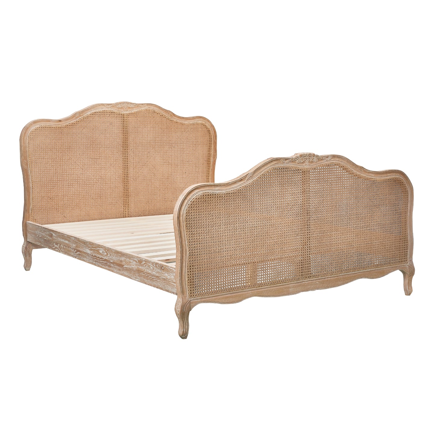Ubud King Size Bed Frame - Solid Oak Natural Rattan