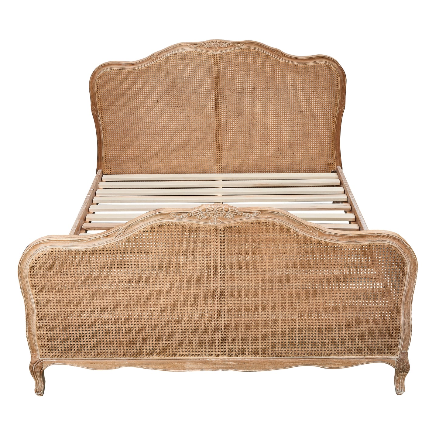 Ubud King Size Bed Frame - Solid Oak Natural Rattan