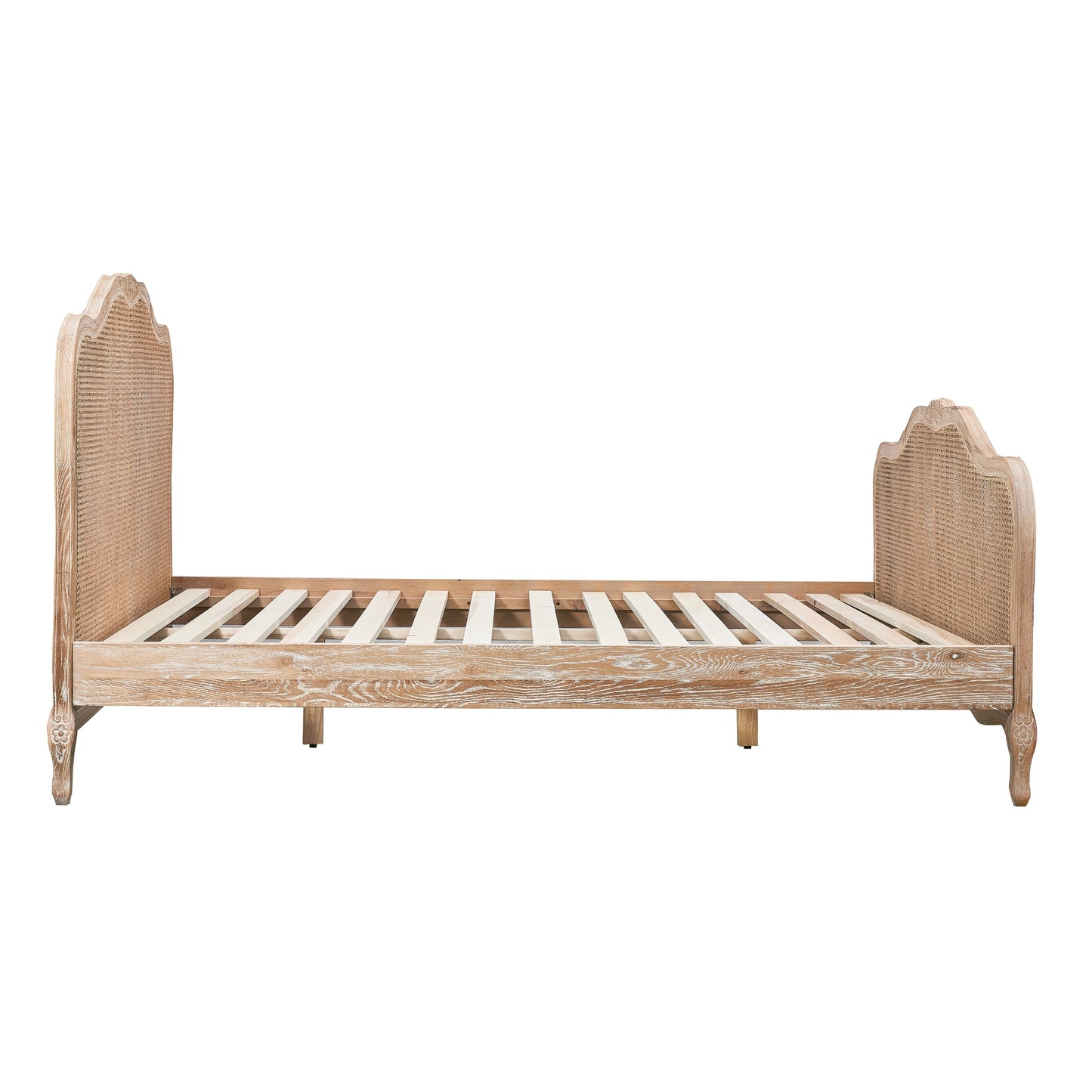 Ubud King Size Bed Frame - Solid Oak Natural Rattan