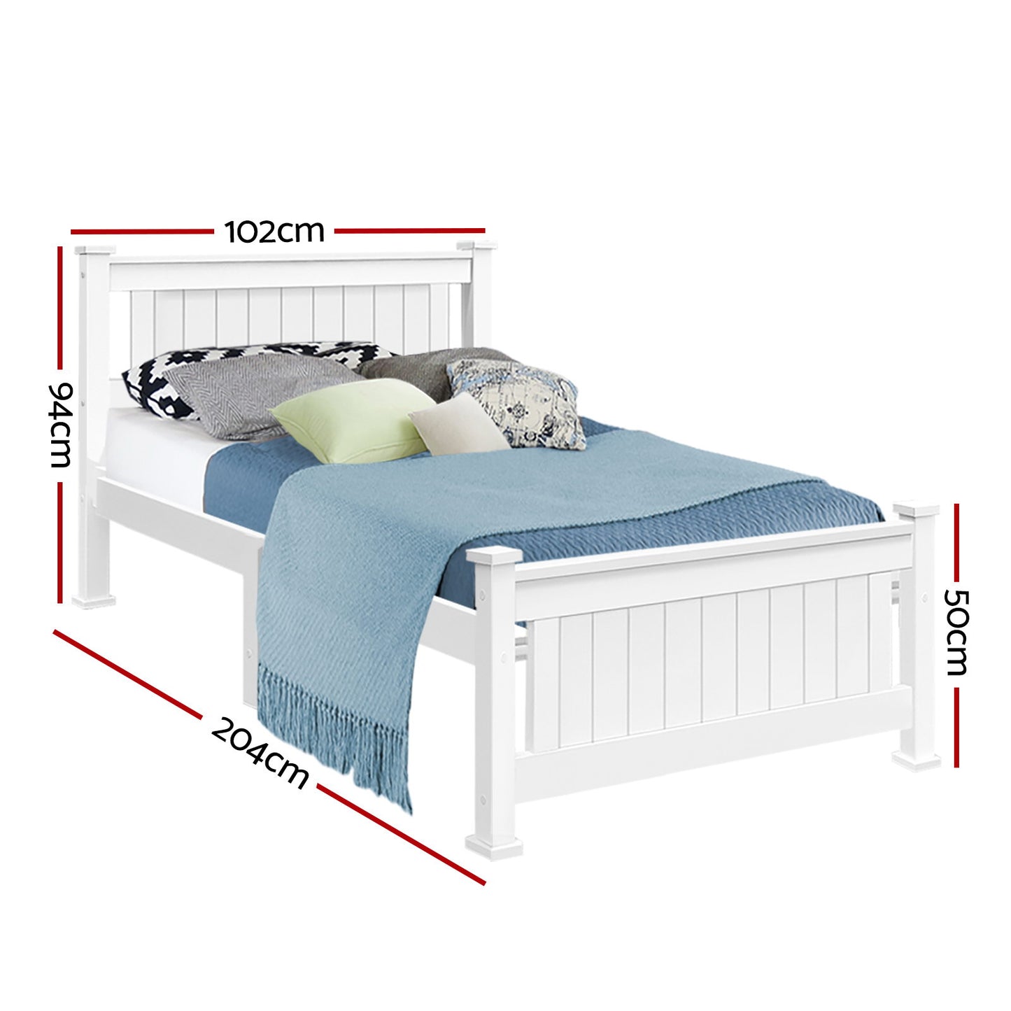 Rio Wooden Bed Frame Single Size - White