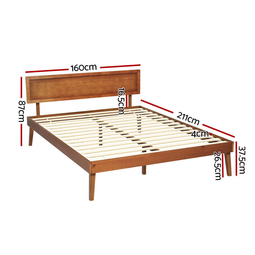 Splay Bed Frame Queen Size Wooden Bed Base - Walnut