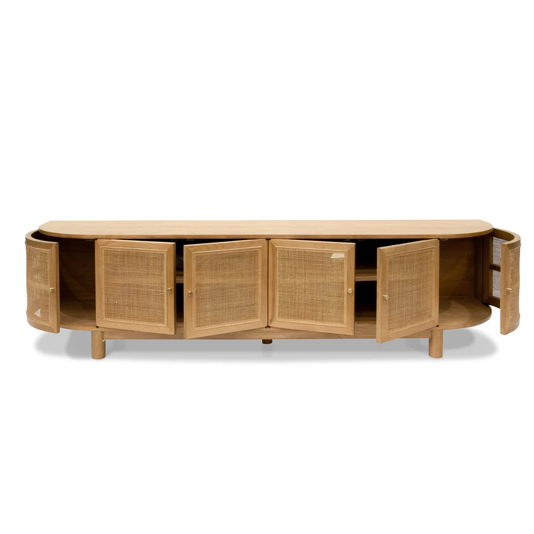 Wooden sideboard with wicker doors
