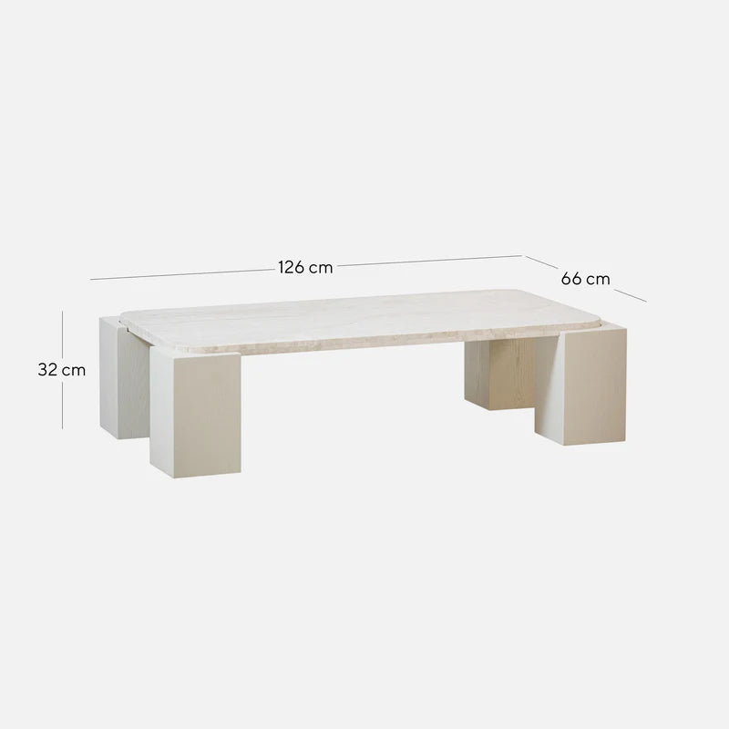 Zenlo 1.26cm Travertine Coffee Table - Warm White