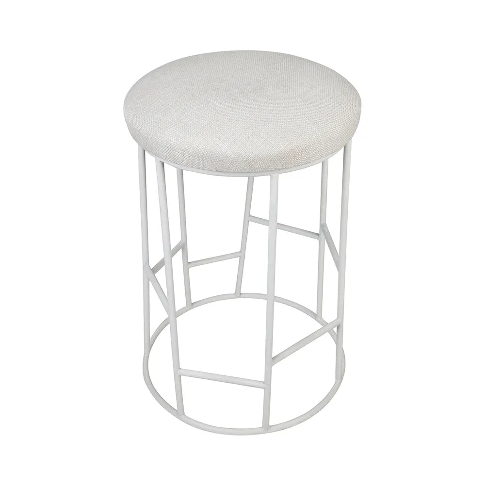 Aiden White Steel Kitchen Stool - Natural Linen