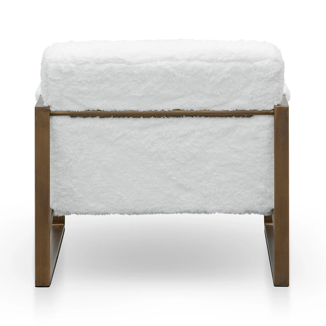 Isla White Fur Armchair - Antique Golden Frame