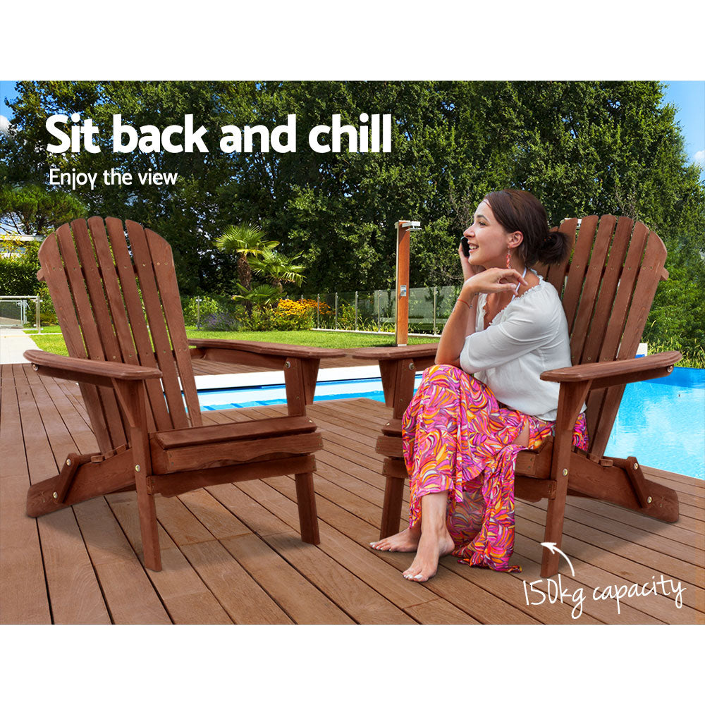 Outdoor Adirondack Lounge Beach Chair - Brown