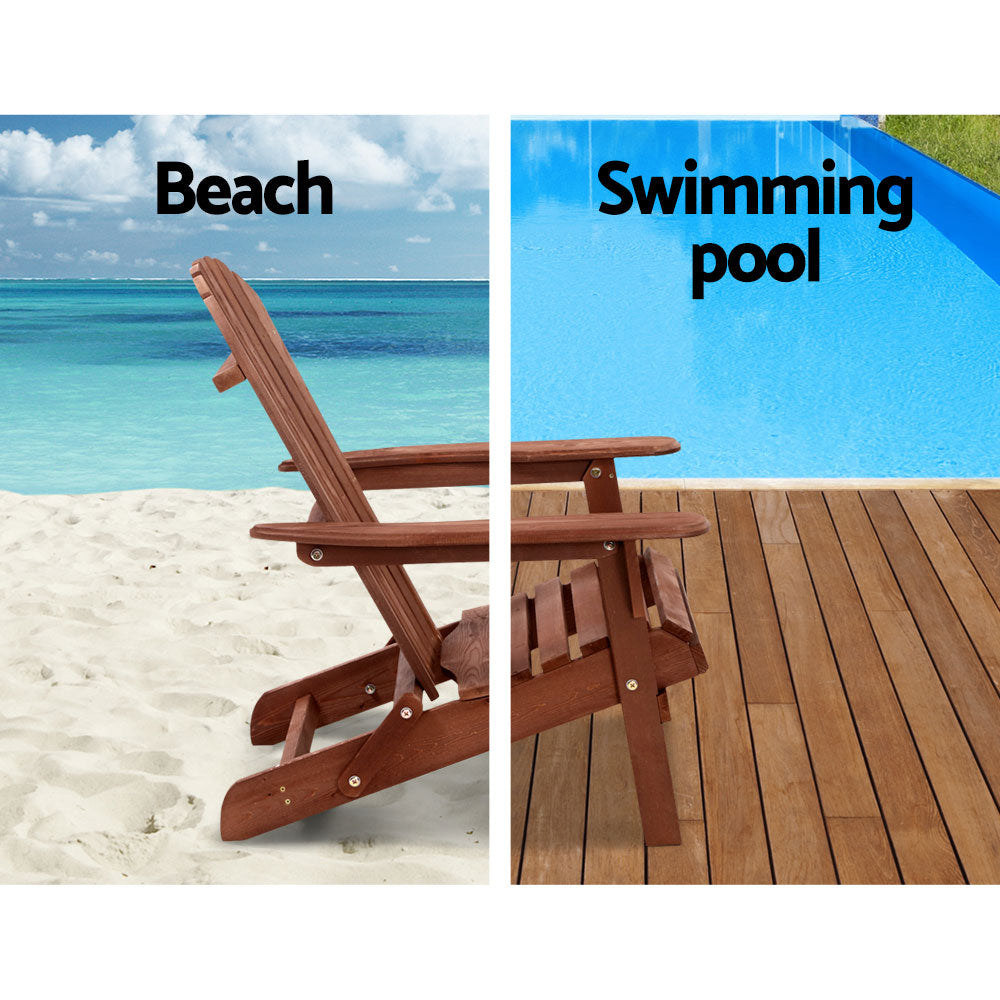 Outdoor Adirondack Lounge Beach Chair - Brown