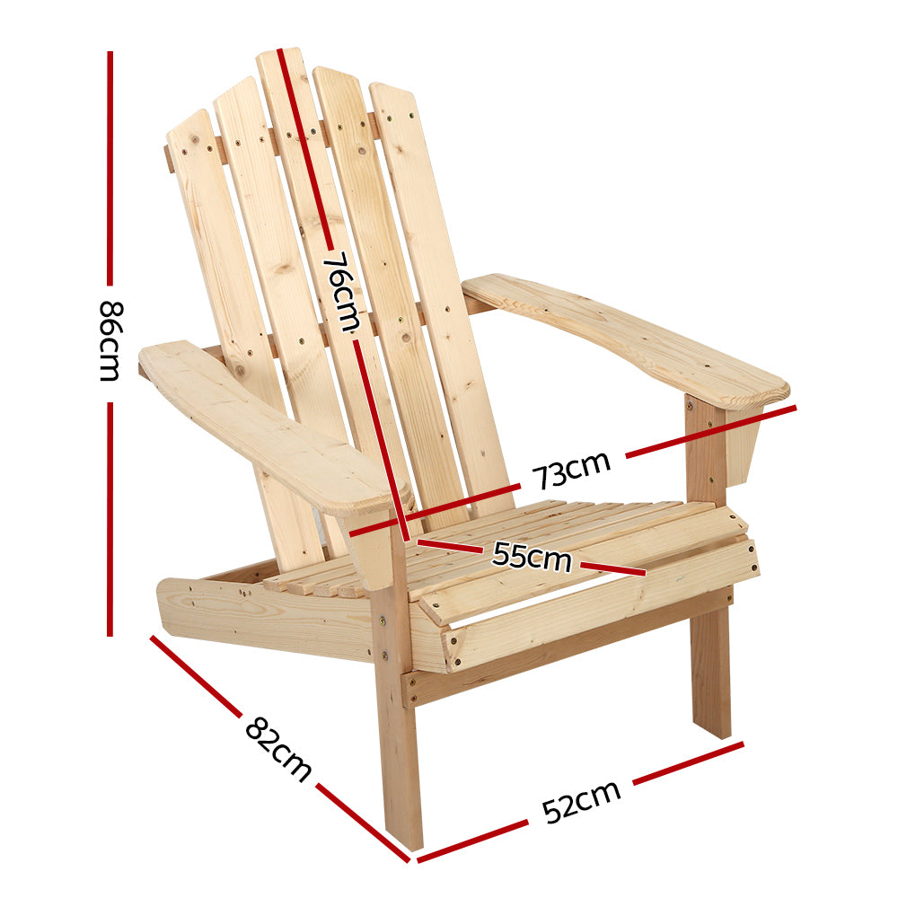 Outdoor Adirondack Lounge Beach Chair - Light Wood Tone