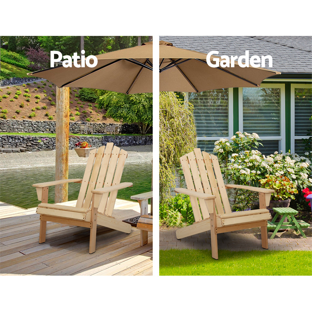 Outdoor Adirondack Lounge Beach Chair - Light Wood Tone