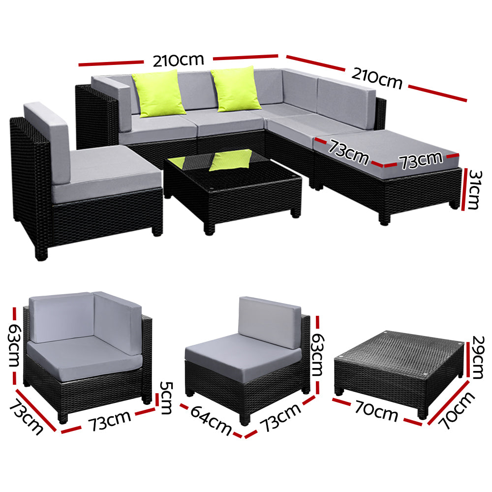 Solaris 7PC Outdoor Lounge Set - Grey