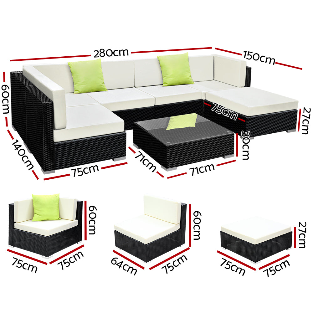 7 Piece Outdoor Furniture Set Wicker Sofa Lounge