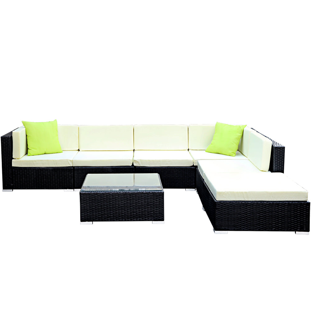 7 Piece Outdoor Furniture Set Wicker Sofa Lounge