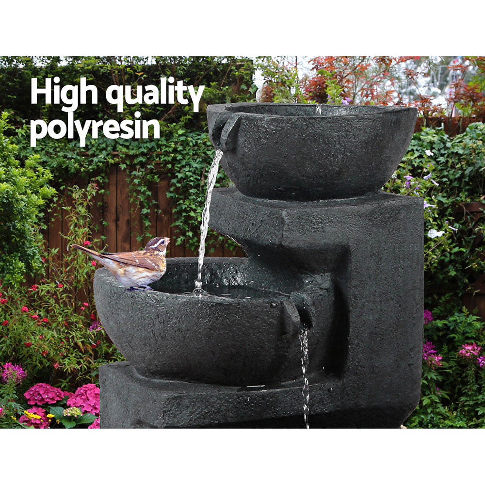 3 Tier Solar Powered Bird Bath with LED Lights