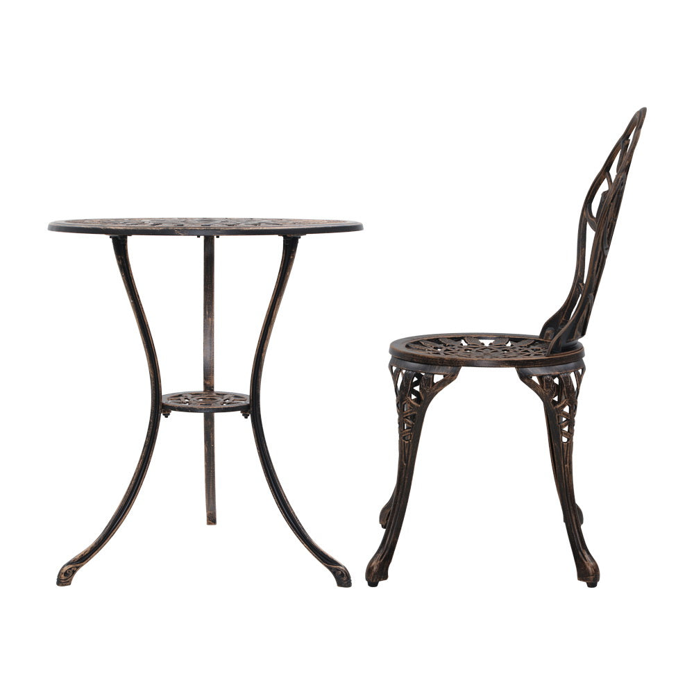 Sorley 3PC Outdoor Bistro Table Chair Setting - Bronze