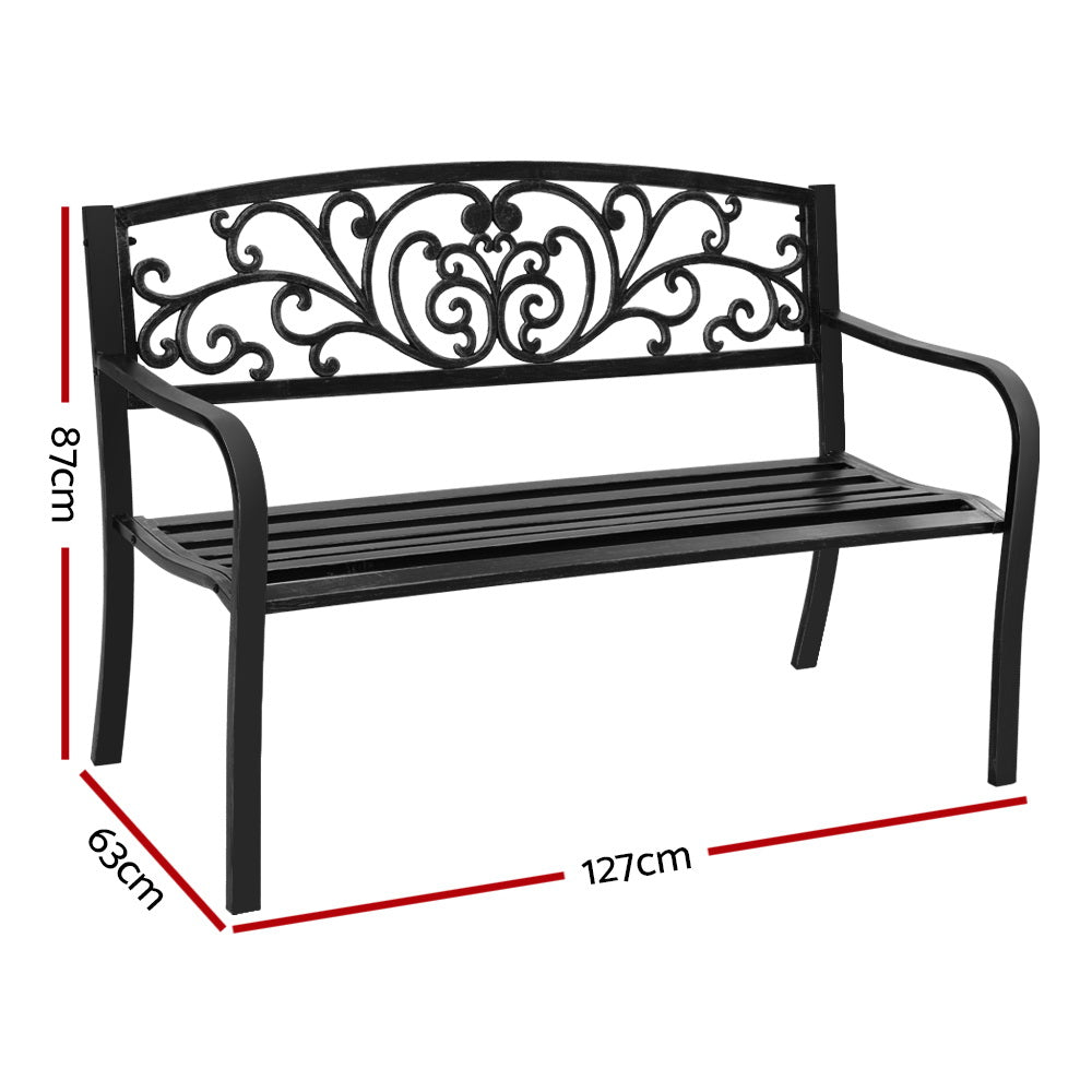 Folk Victorian Garden Bench - Black