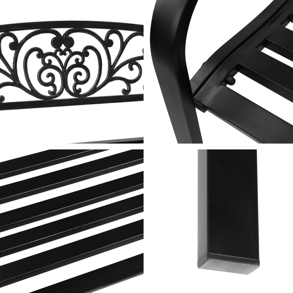 Folk Victorian Garden Bench - Black