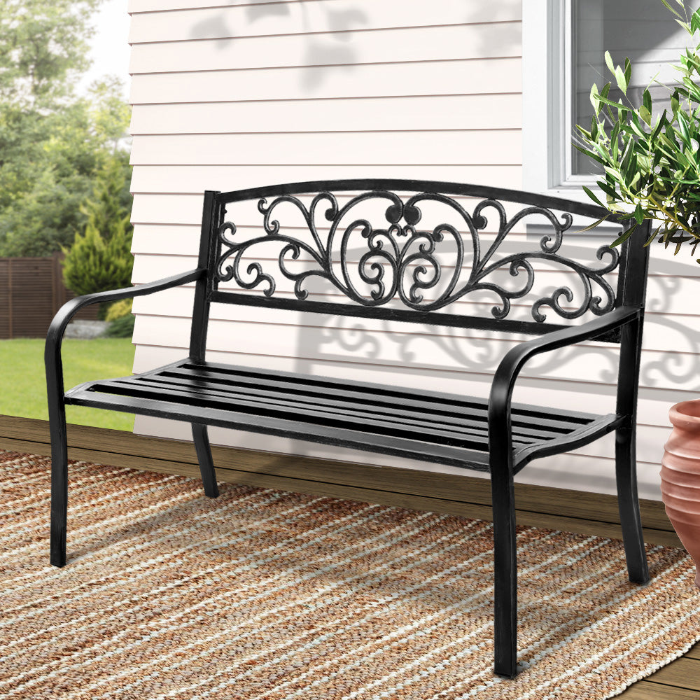 Folk Victorian Garden Bench - Black