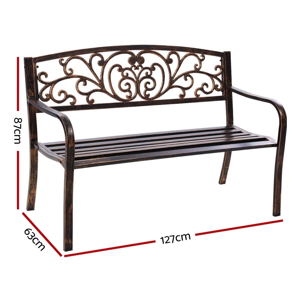 Folk Victorian Garden Bench - Bronze