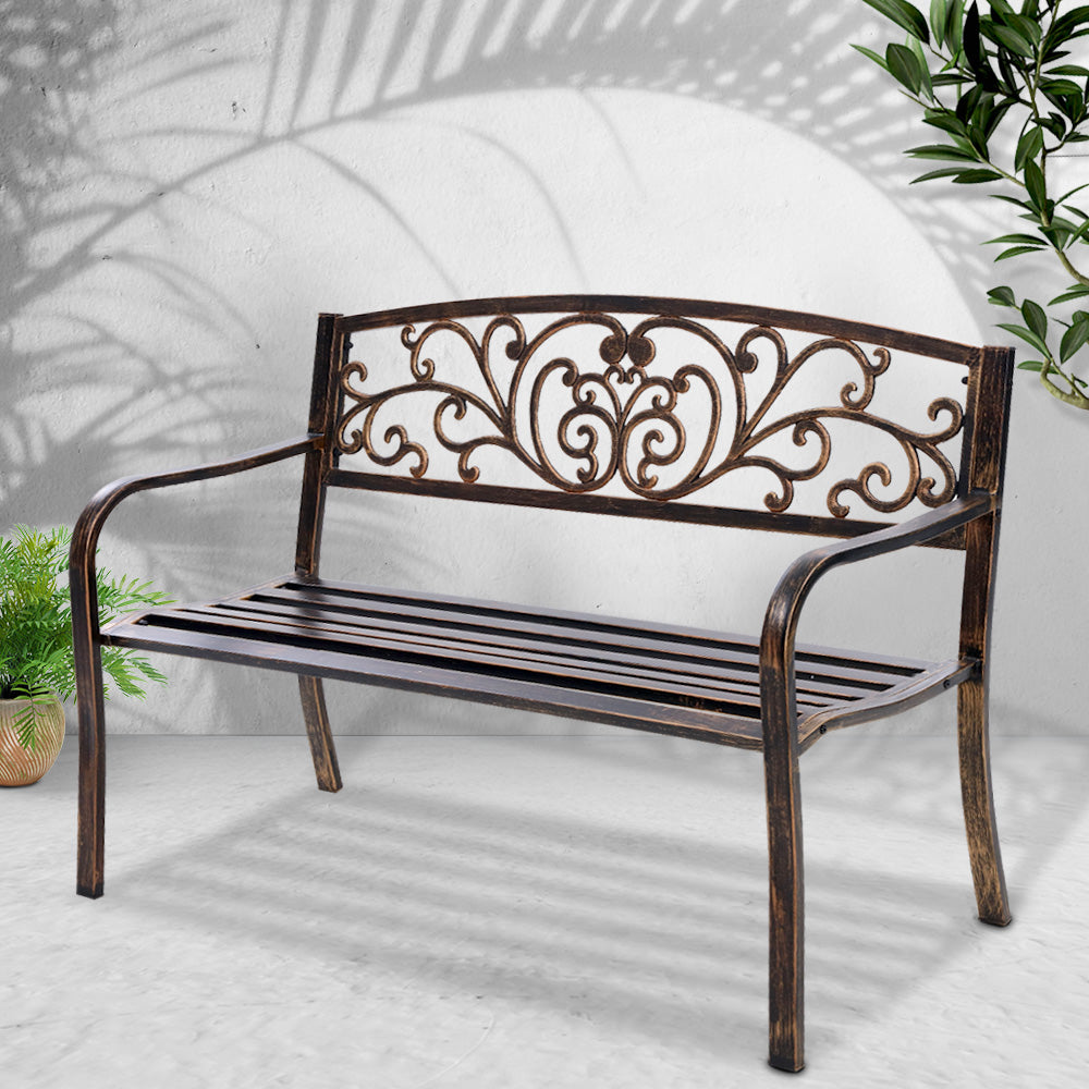 Folk Victorian Garden Bench - Bronze