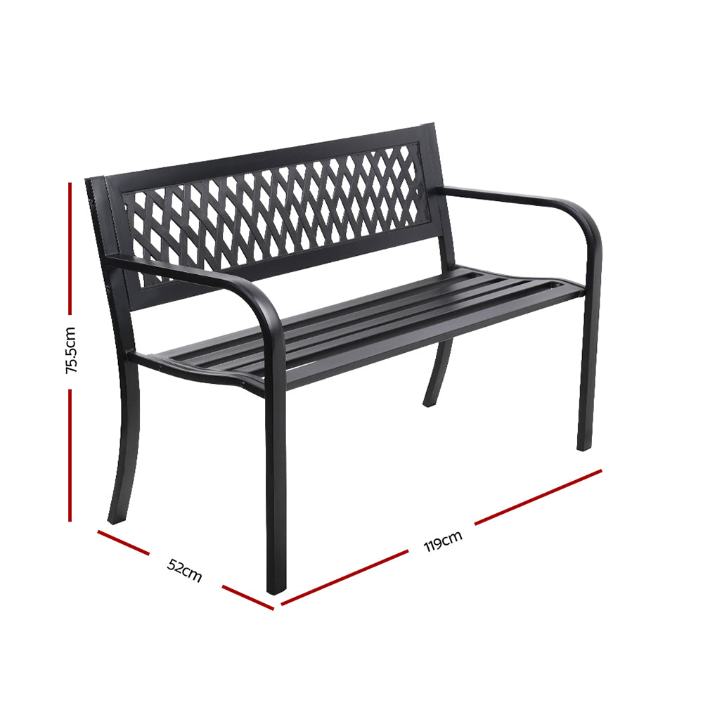 Steel Modern Garden Bench - Black