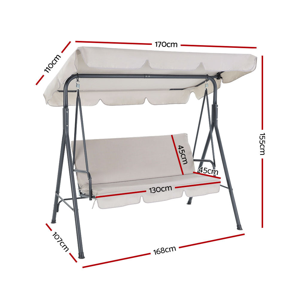 3 Seater Canopy Swing Chair - Beige