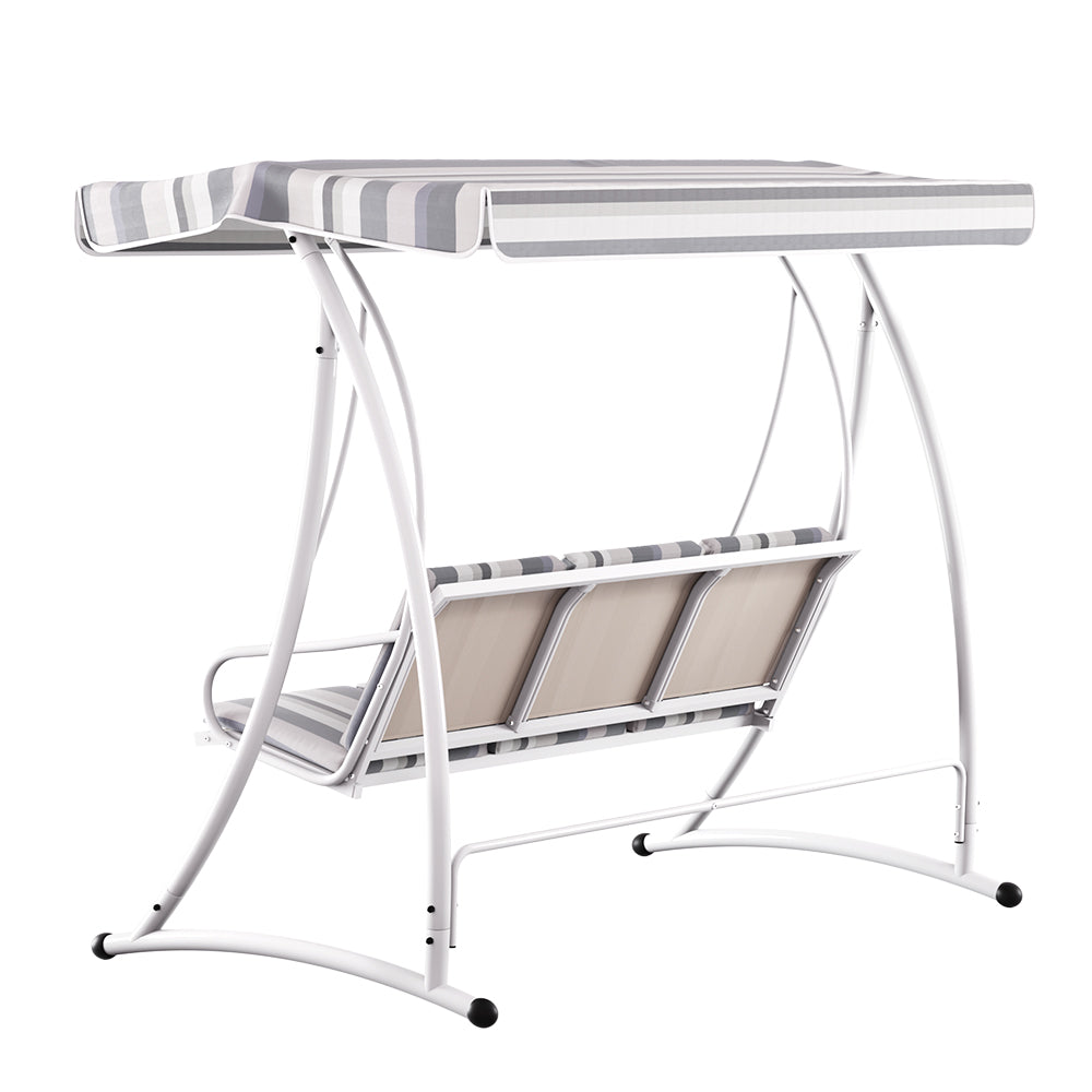 3 Seater Canopy Swing Chair - White & Grey