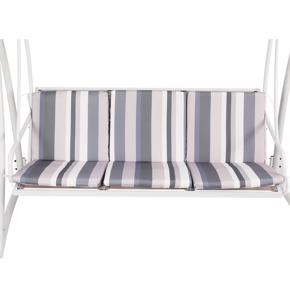 3 Seater Canopy Swing Chair - White & Grey