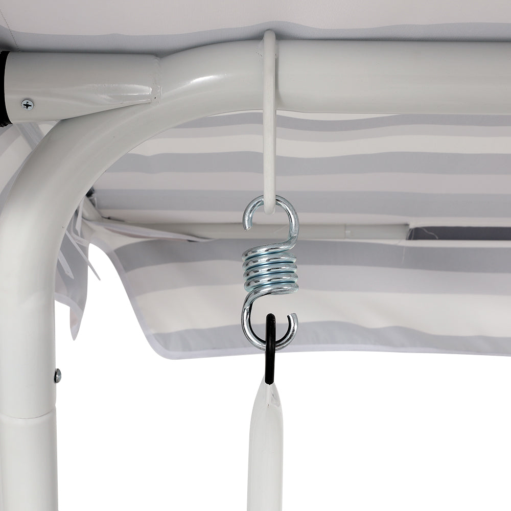 3 Seater Canopy Swing Chair - White & Grey